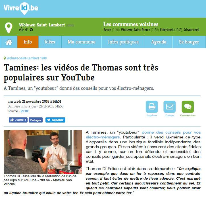 Tamines: les vidéos de Thomas sont très populaires sur YouTube